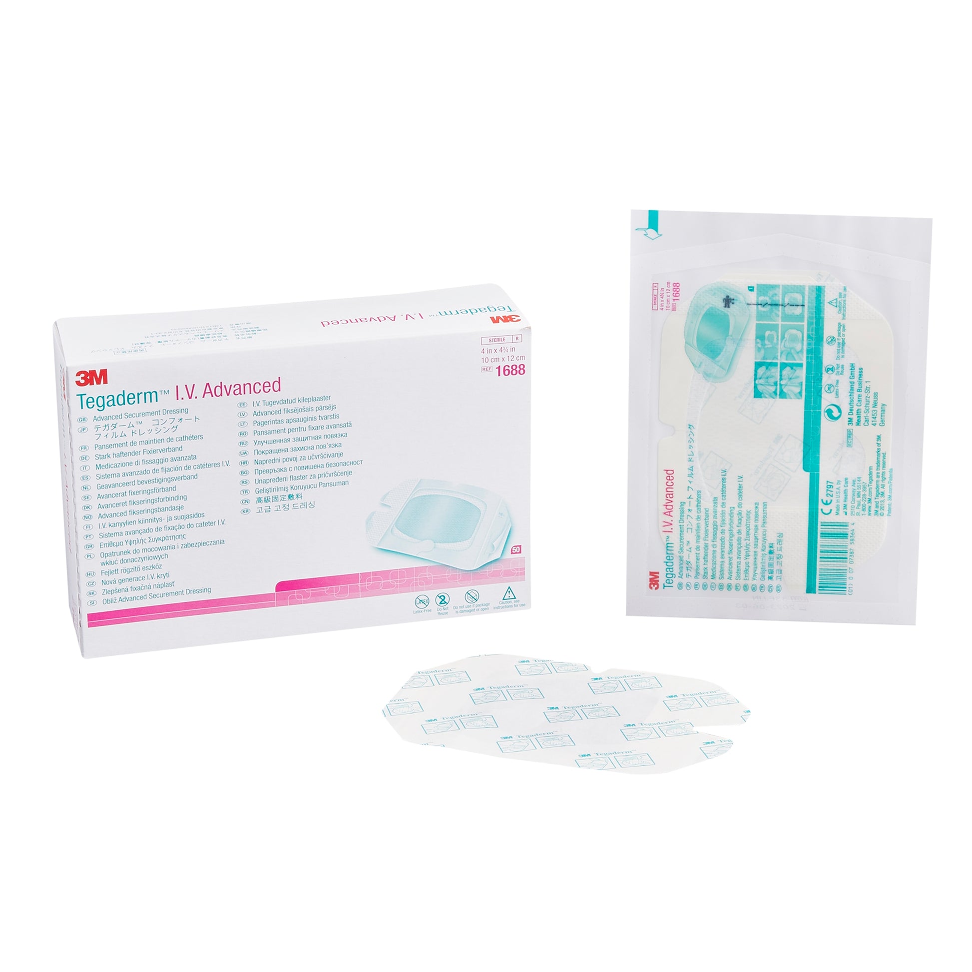 3M™ Tegaderm™ Iv Advanced Securement Dressing, 4 X 4 Inch, Sold As 50/Box 3M 1688