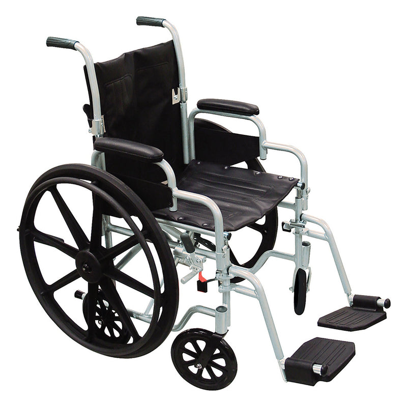 Drive™ Poly-Fly High Strength Lightweight Wheelchair / Flyweight Transport Chair, Black With Silver Finish, Sold As 1/Each Drive Tr18