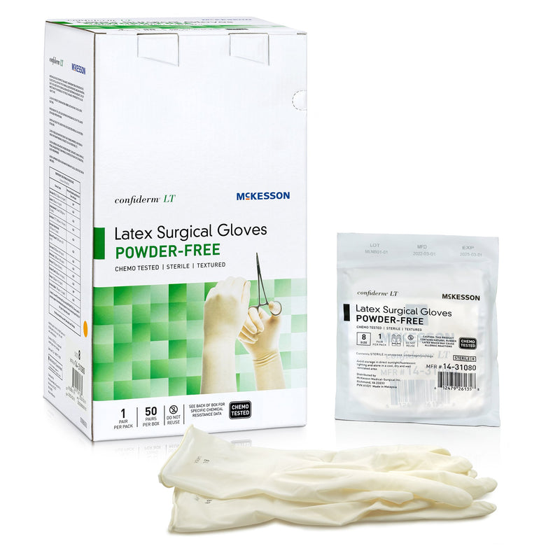 Confiderm® Lt Latex Surgical Glove, Size 8, Ivory, Sold As 50/Box Mckesson 14-31080