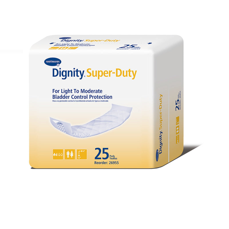 Dignity Incontinence Liner 4" X 12", Moderate Absorbency, Polymer Core, One Size Fits Most Adults, Unisex, Disposable, Sold As 25/Bag Hartmann 26955