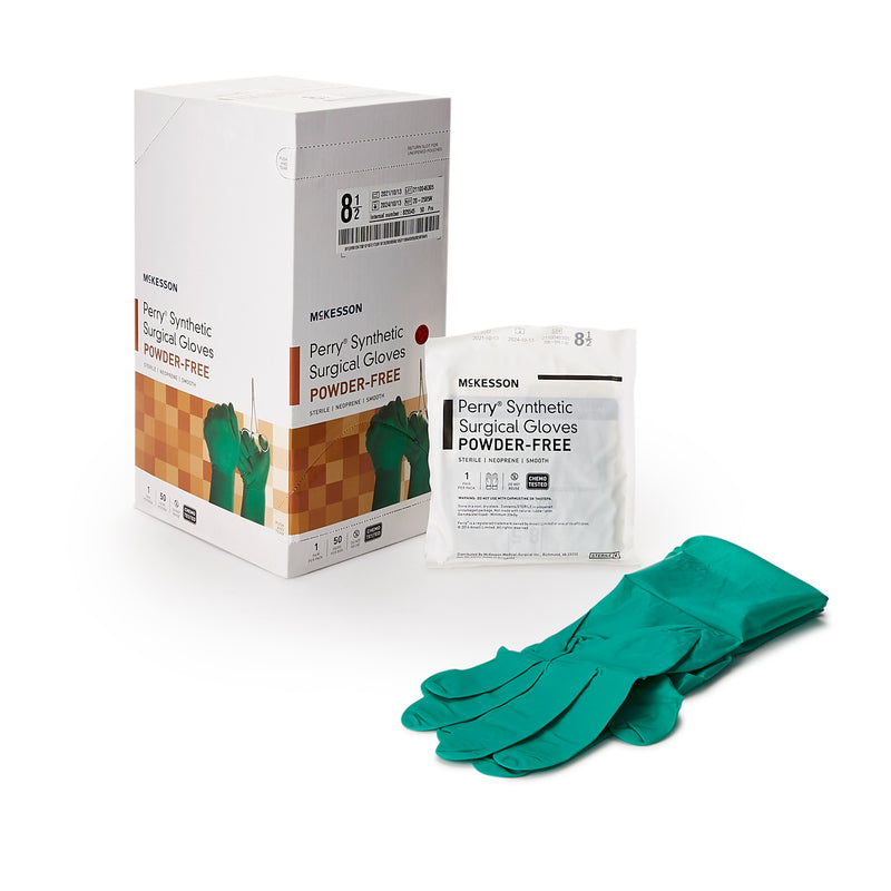 Mckesson Perry® Performance Plus Polychloroprene Surgical Glove, Size 8.5, Dark Green, Sold As 200/Case Mckesson 20-2585N