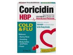 Coricidin® Hbp Cold & Flu Acetaminophen / Chlorpheniramine Maleate Cold And Cough Relief, Sold As 1/Each Msd 11523432502
