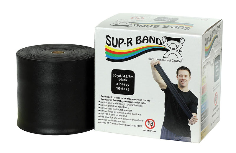 Sup-R Band® Exercise Resistance Band, Black, 5 Inch X 50 Yard, X-Heavy Resistance, Sold As 1/Each Fabrication 10-6325