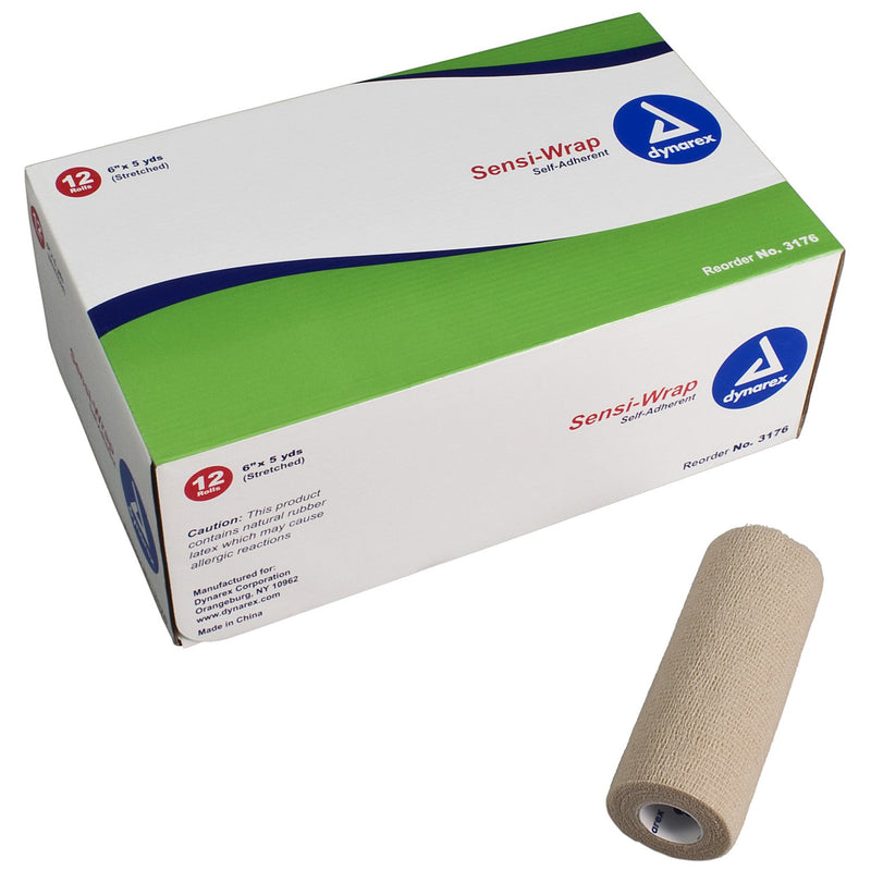 Sensi-Wrap Self-Adherent Closure Cohesive Bandage, 6 Inch X 5 Yard, Sold As 12/Case Dynarex 3176
