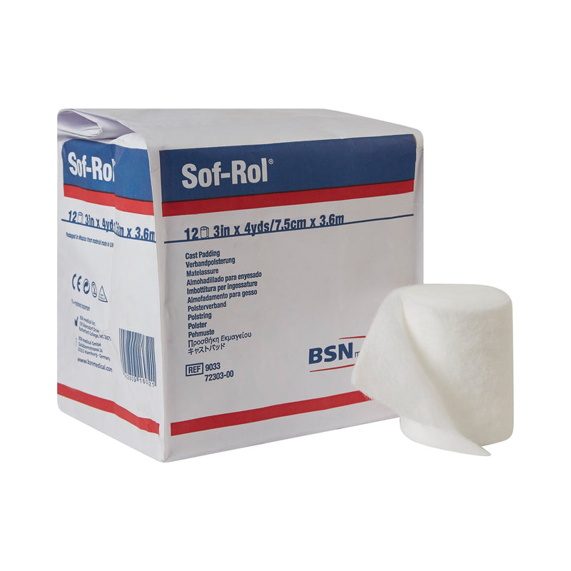 Sof-Rol® White Rayon Cast Padding, 3 Inch X 4 Yard, Sold As 72/Case Bsn 9033