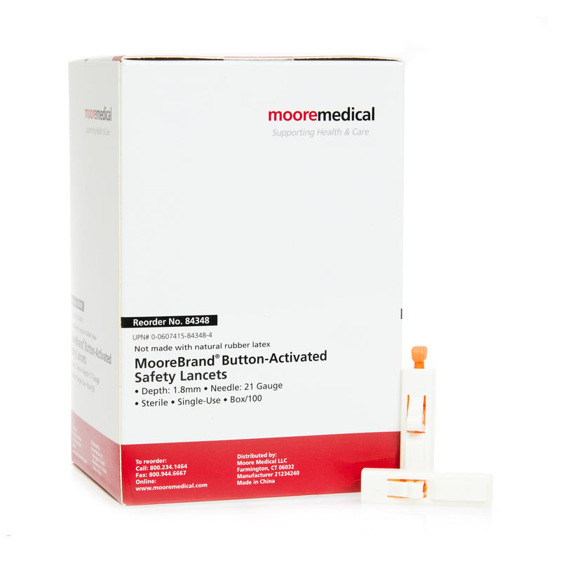 Moorebrand Push Button Activation Lancet, Sold As 1000/Case Mckesson 84348