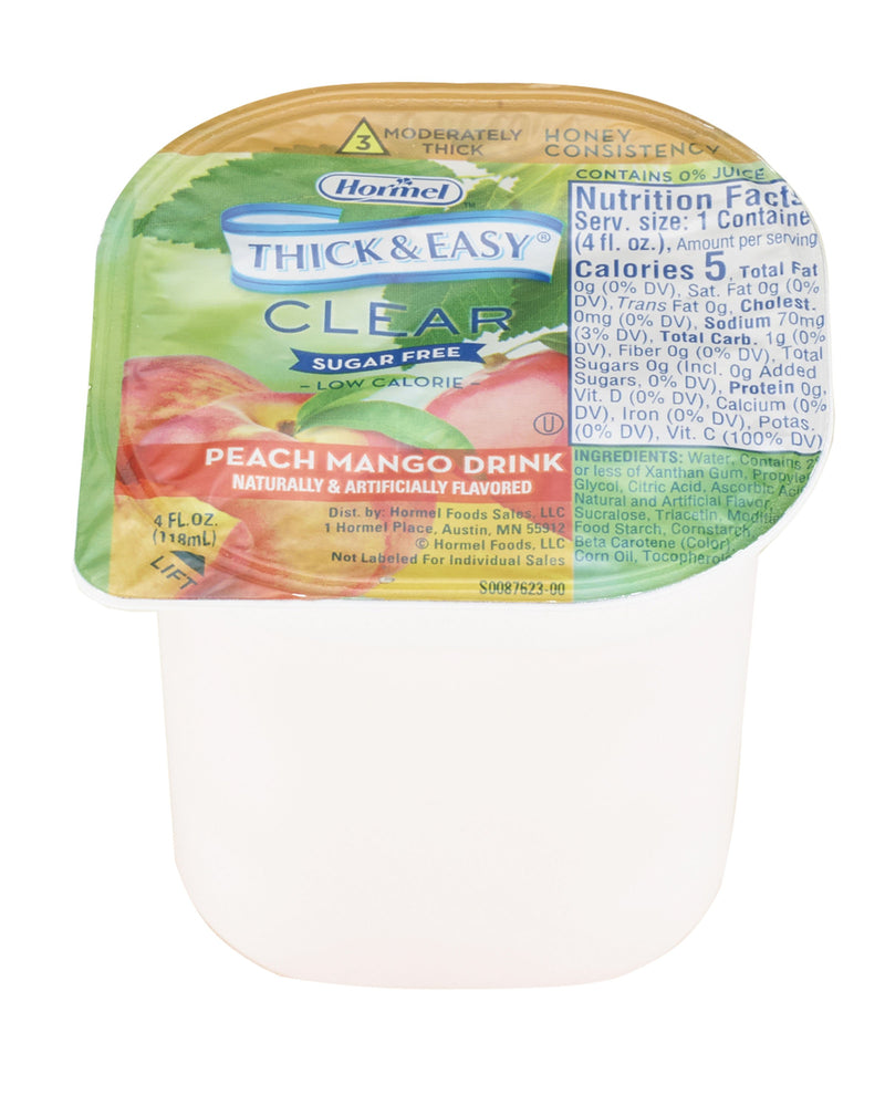 Thick & Easy® Clear Honey Consistency Sugar-Free Peach Mango Thickened Beverage, 4-Ounce Cup, Sold As 24/Case Hormel 78769