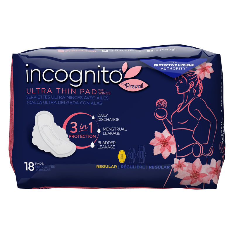 Incognito® By Prevail Ultra Thin Pad With Wings, Regular, Sold As 72/Case First Pvh-418
