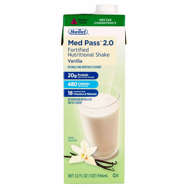 Med Pass® 2.0 Vanilla Fortified Nutritional Shake, 32 Ounce Carton, Sold As 12/Case Hormel 27016