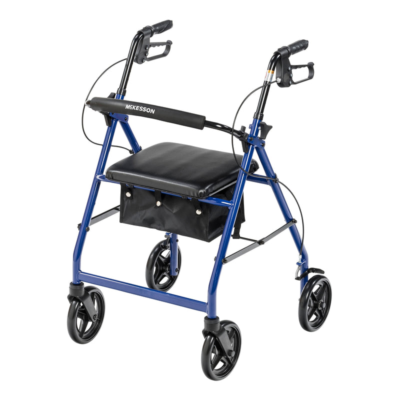 Mckesson Blue Four-Wheel Rollator, 33 To 38 Inch Handle Height, Sold As 1/Case Mckesson 146-R728Bl