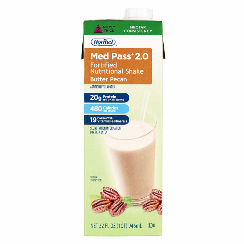 Med Pass® 2.0 Butter Pecan Fortified Nutritional Shake, 32 Oz. Carton, Sold As 12/Case Hormel 46463