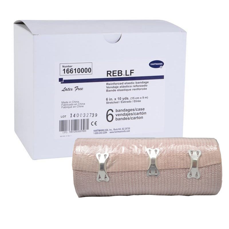Reb® Lf Clip Detached Closure Elastic Bandage, 6 Inch X 10 Yard, Sold As 1/Each Hartmann 16610000