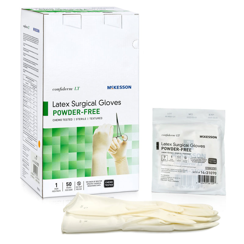 Confiderm® Lt Latex Surgical Glove, Size 7, Ivory, Sold As 50/Box Mckesson 14-31070