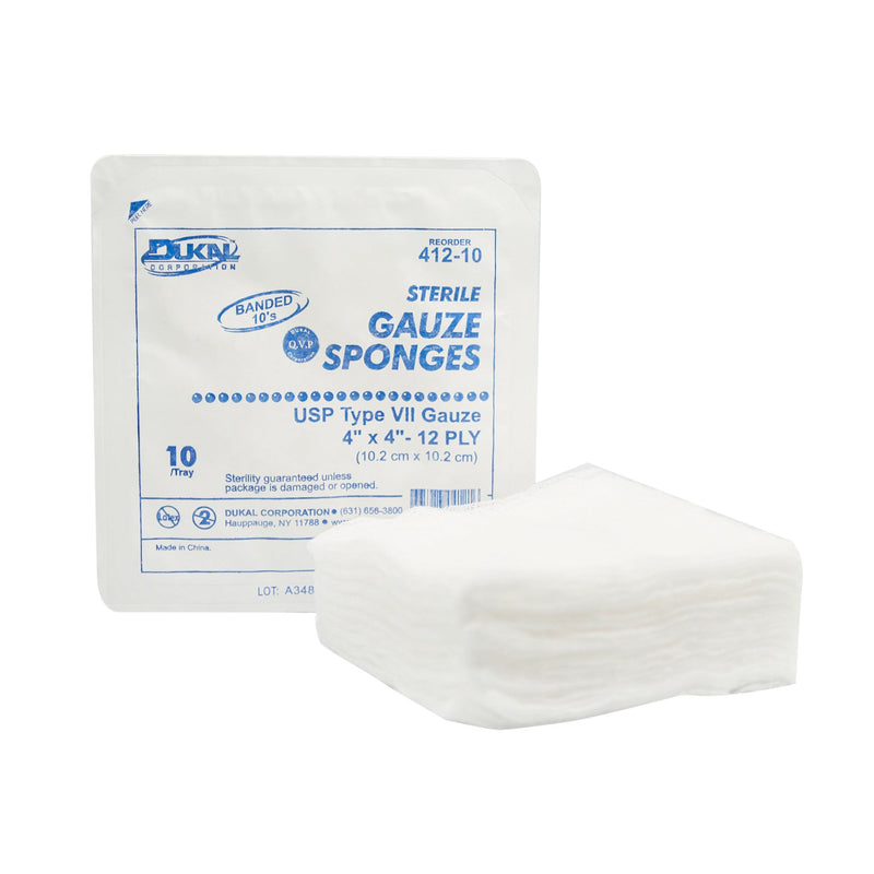 Dukal™ Sterile Usp Type Vii Gauze Sponge, 4 X 4 Inch, Sold As 1280/Case Dukal 412-10