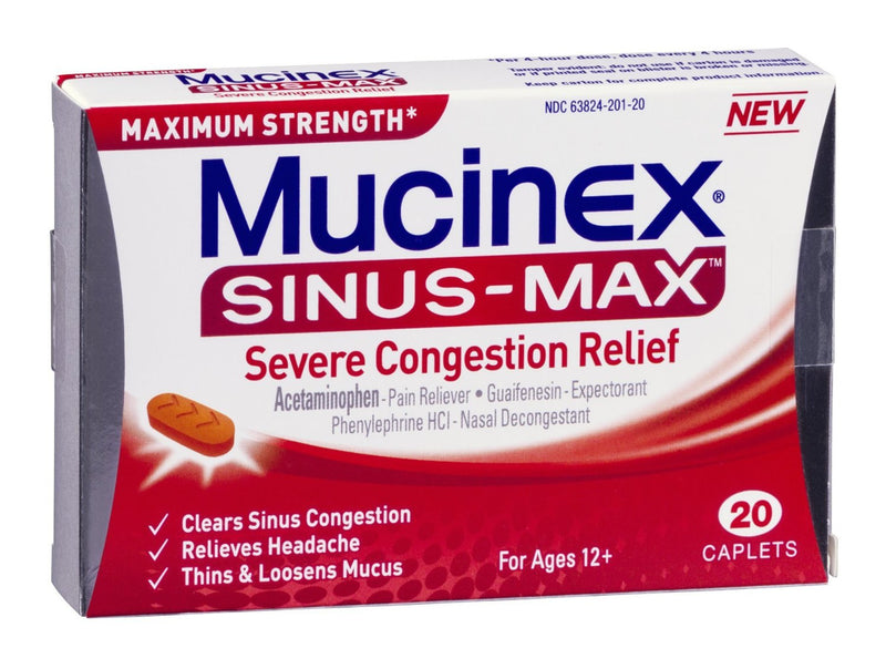 Mucinex Sinus-Max Severe Congestion & Pain Caplets, Sold As 20/Carton Reckitt 36382420120