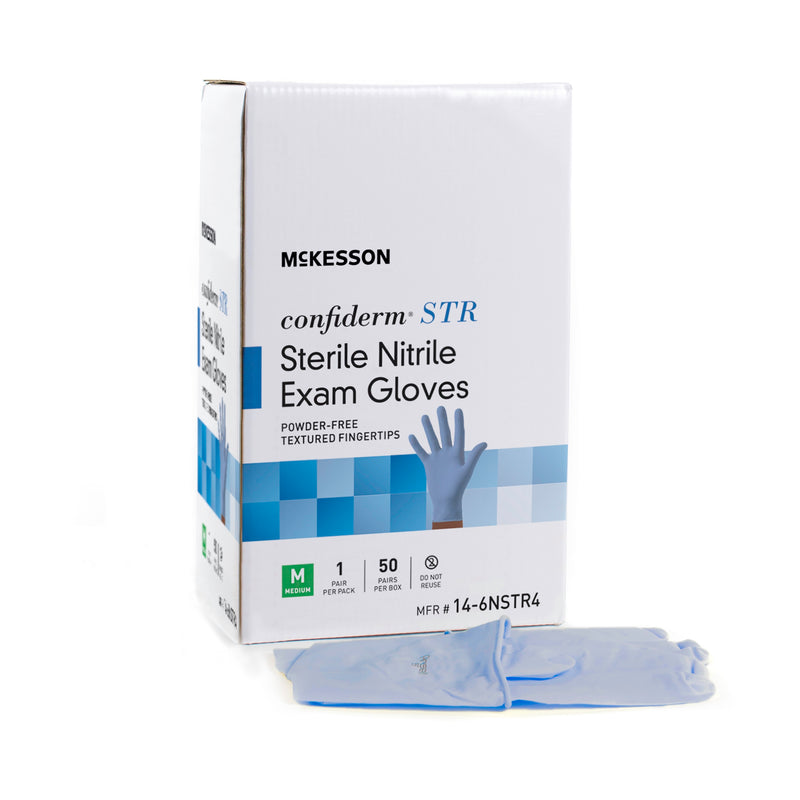 Mckesson Confiderm® Str Nitrile Exam Glove, Medium, Blue, Sold As 200/Case Mckesson 14-6Nstr4