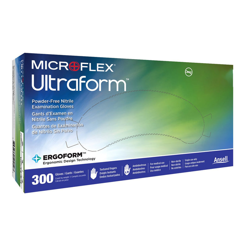 Ultraform® Nitrile Exam Glove, Medium / Large, Blue, Sold As 300/Box Microflex Uf-524-Ml
