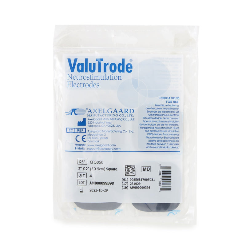Valutrode® Neurostimulation Electrode For Tens Units, 2 X 2 Inch, Sold As 4/Box Axelgaard Cf5050
