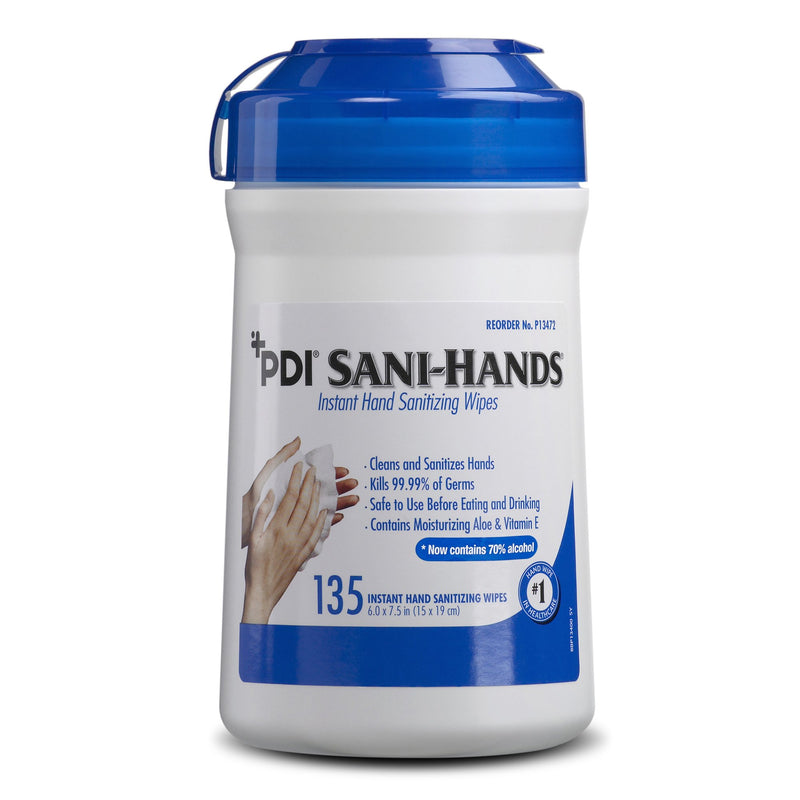 Sani-Hands Hand Sanitizing Wipes, Ethyl Alcohol, Canister, Unscented, 6 X 7.5 Inch, Sold As 12/Case Professional P13472