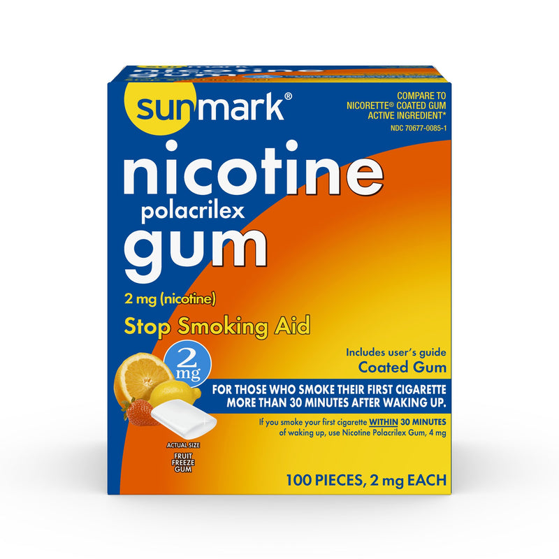 Sunmark Nicotine Polacrilex Coated Gum 2 Mg Fruit Freeze, Sold As 100/Pack Mckesson 70677008501