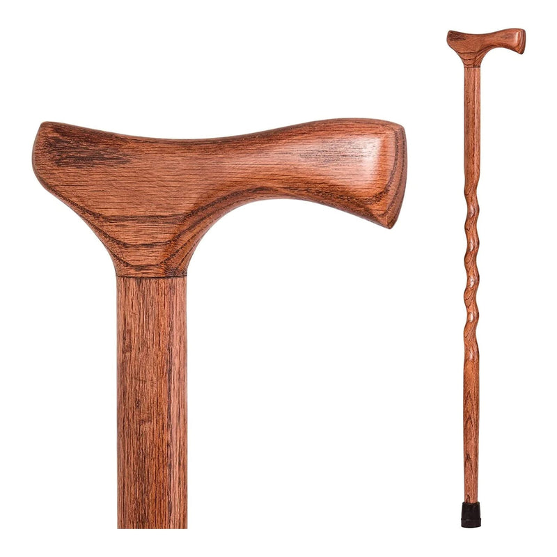 Brazos™ Twisted Assorted Hardwoods Cane With T-Handle, 34-Inch Height, Sold As 1/Each Mabis 502-3000-0324