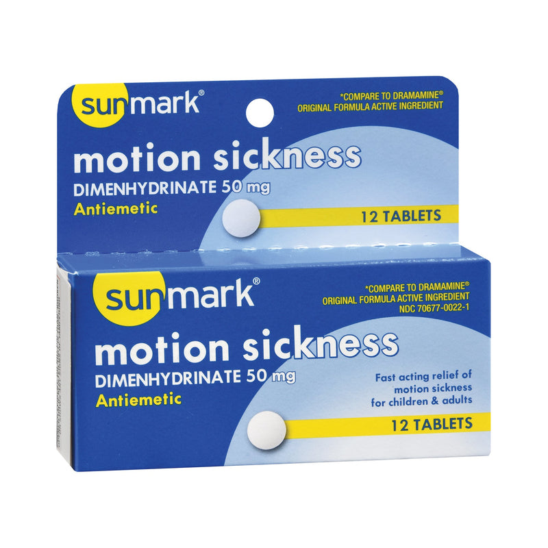 NAUSEA RELIEF SUNMARK® 50 MG STRENGTH TABLET 12 PER BOX, SOLD AS 1/BOX, MCKESSON 70677002201