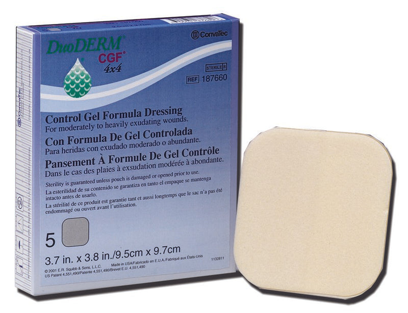 Duoderm® Cgf® Hydrocolloid Dressing, Sterile, Square, 8 X 8 Inch, Sold As 1/Each Convatec 187662