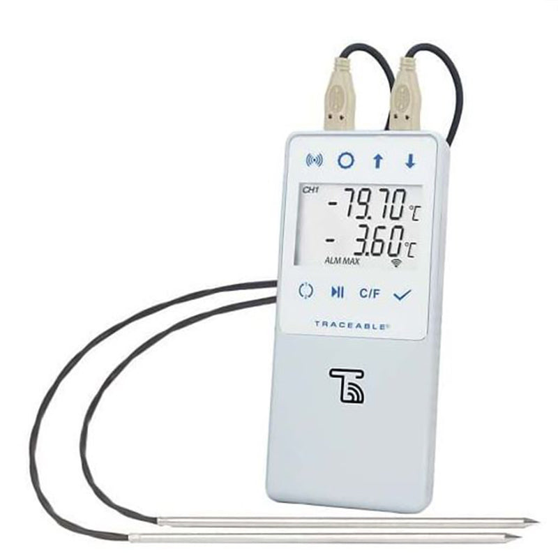 Thermometer, Freezer Traceablew/Wifi/Remote/2Probe/Sensor, Sold As 1/Each Cole-Parmer 18000-28