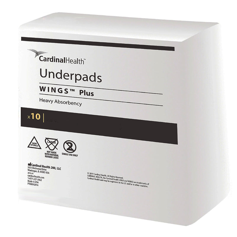 Wings Plus Underpads, Disposable, Heavy Absorbency, Beige, 30 X 30 Inch, Sold As 10/Bag Cardinal 9173