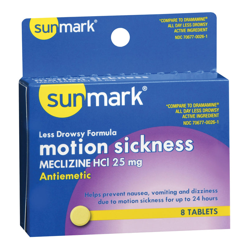 NAUSEA RELIEF SUNMARK® 25 MG STRENGTH TABLET 8 PER BOX, SOLD AS 1/BOX, MCKESSON 70677002601