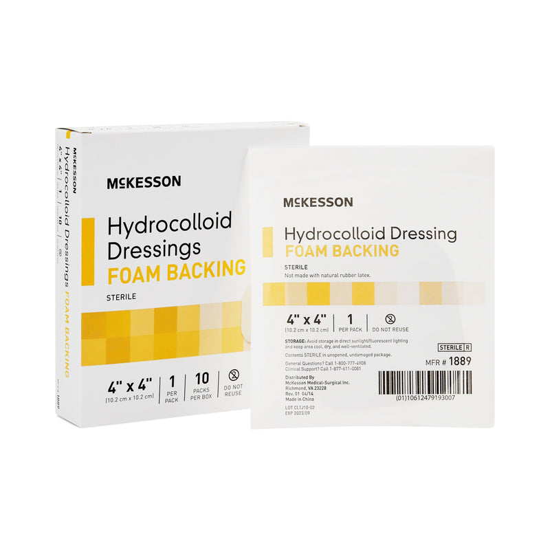 Mckesson Hydrocolloid Dressing With Foam Backing, 4 X 4 Inch, Sold As 100/Case Mckesson 1889
