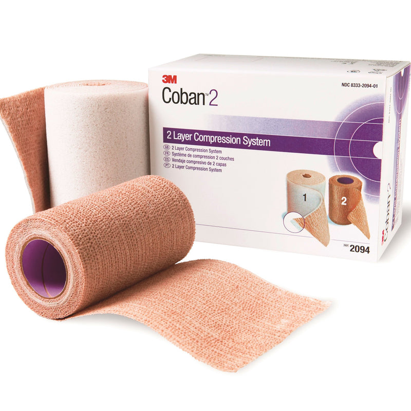 3M™ Coban™ 2 Self-Adherent / Pull On Closure Two-Layer Compression Bandage System, Sold As 8/Case 3M 2094N