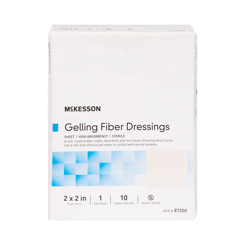 ABSORBENT GELLING FIBER DRESSING MCKESSON CARBOXYMETHYL CELLULOSE (CMC) 2 X 2 INCH, SOLD AS 10/BOX, MCKESSON 87200