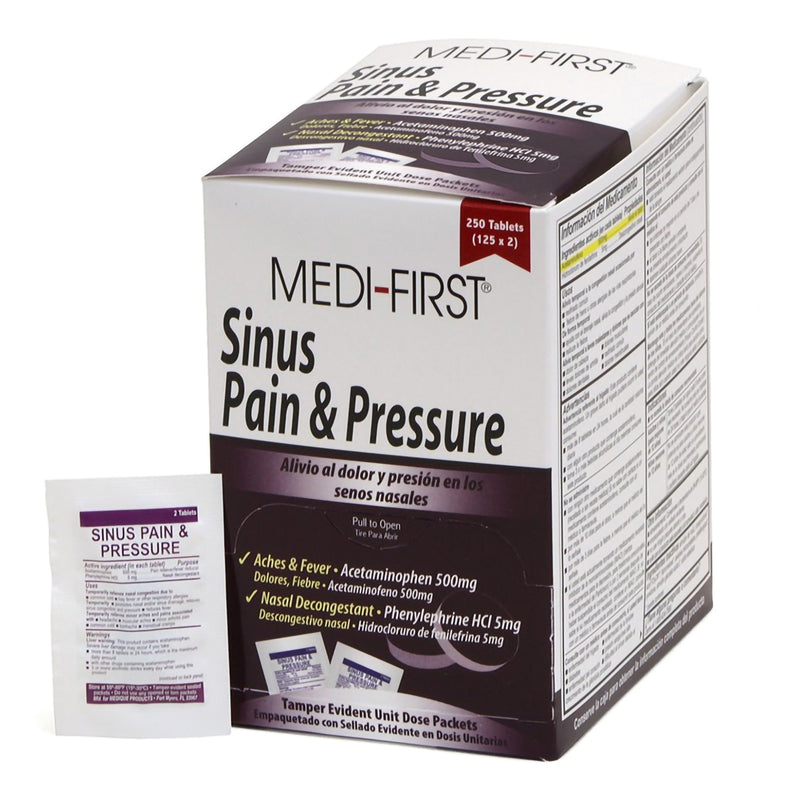 Medi-First® Acetaminophen / Phenylephrine Sinus Relief, Sold As 250/Box Medique 81948