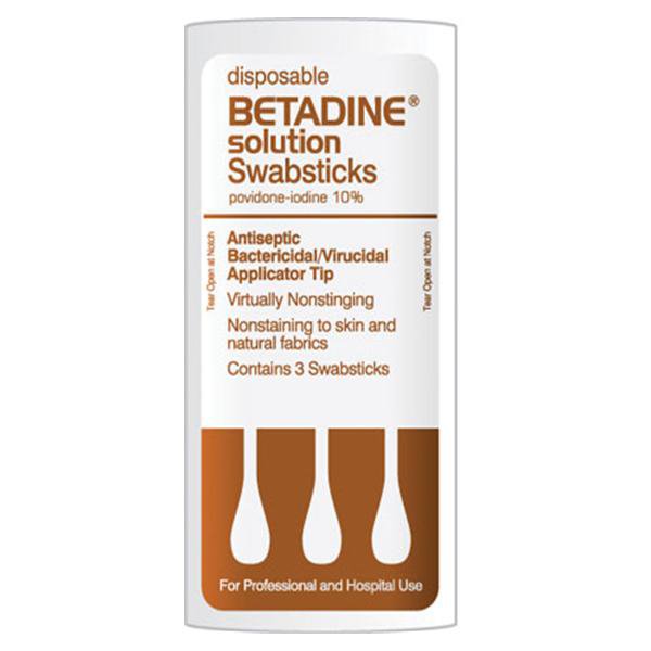 IMPREGNATED SWABSTICK BETADINE® 10% STRENGTH POVIDONE-IODINE INDIVIDUAL PACKET NONSTERILE, SOLD AS 50/CASE, EMERSON BSWS3S