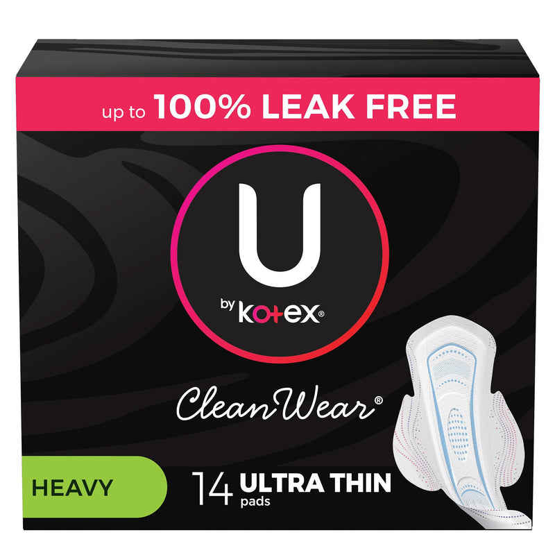 FEMININE PAD U BY KOTEX CLEAN WEAR ULTRA THIN WITH WINGS HEAVY ABSORBENCY, SOLD AS 14/PACK, KIMBERLY 53471