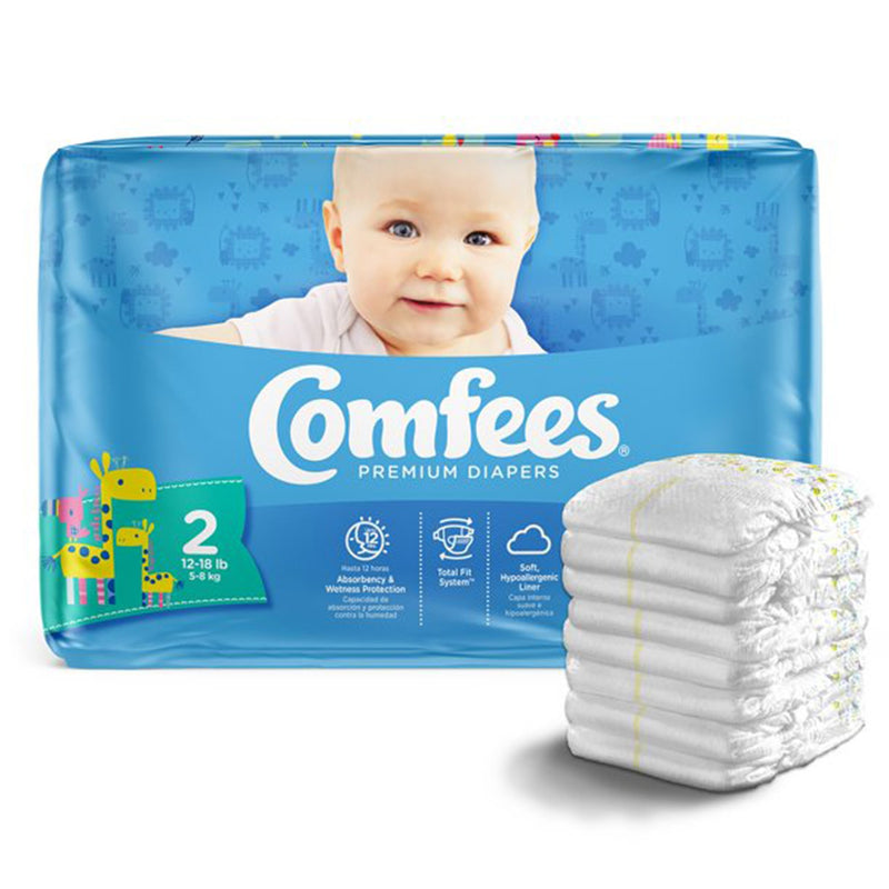 Attends Comfees Premium Baby Diapers, Unisex, Tab Closure, Size 2, Sold As 42/Bag Attends 41538