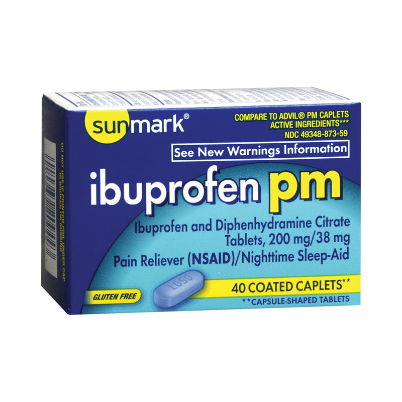 Sunmark® Pm Ibuprofen / Diphenhydramine Pain Relief, Sold As 1/Bottle Mckesson 49348087359