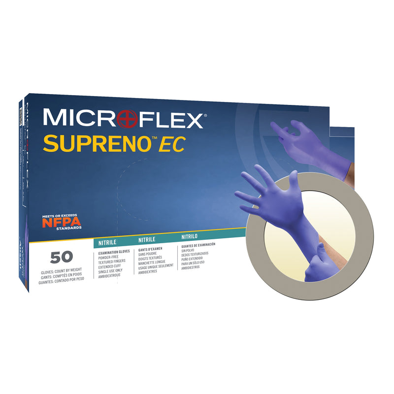 Supreno® Ec Nitrile Extended Cuff Length Exam Glove, Extra Large, Blue, Sold As 500/Case Microflex Sec-375-Xl