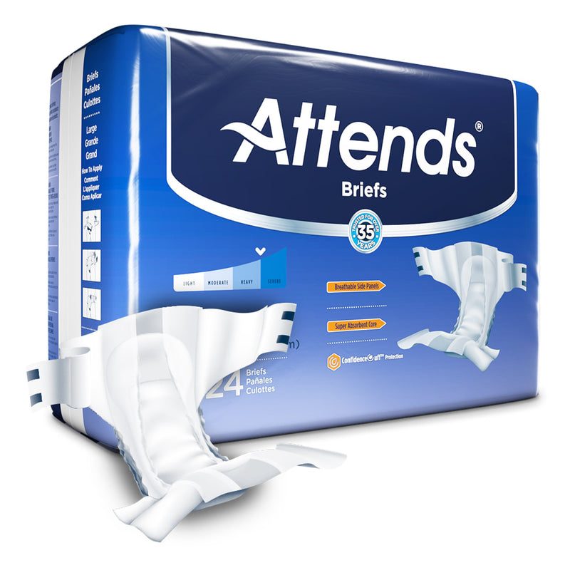 Attends Briefs, Adult, Large, Heavy Absorbency, Disposable, Sold As 72/Case Attends Dda30