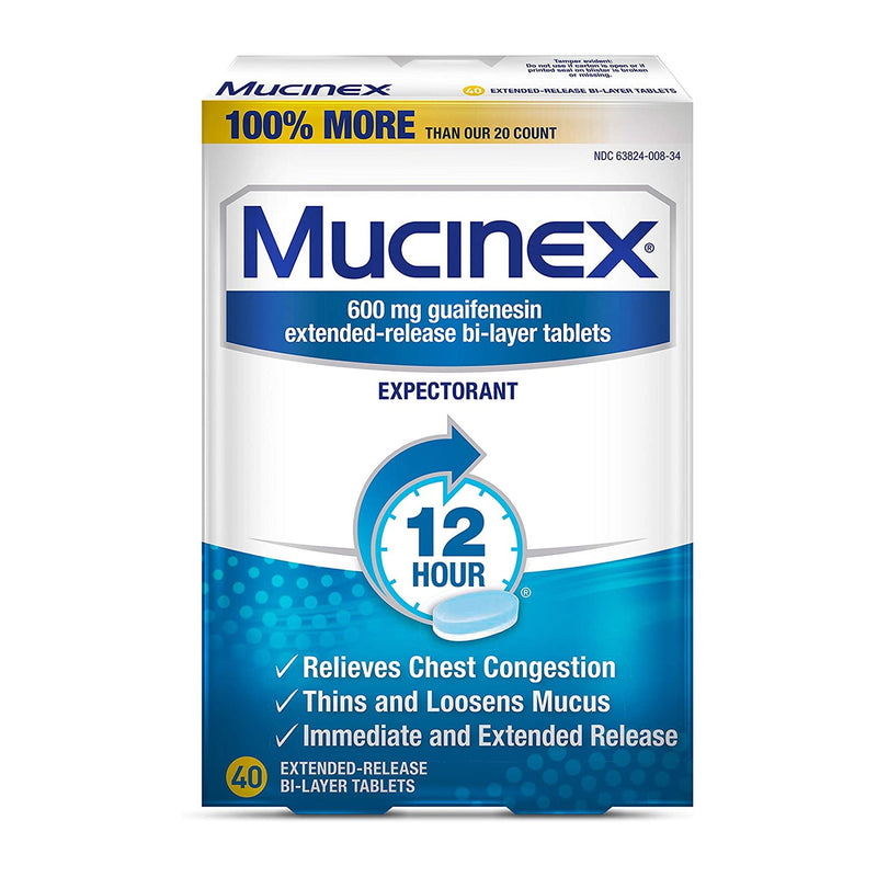 Mucinex® Guaifenesin Cold And Cough Relief, Sold As 40/Box Reckitt 63824000834