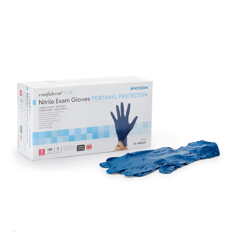 Mckesson Confiderm® 6.8C Nitrile Exam Glove, Small, Blue, Sold As 100/Box Mckesson 14-6N62C