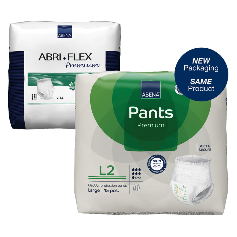 UNISEX ADULT ABSORBENT UNDERWEAR ABRI-FLEX™ PREMIUM L2 PULL ON WITH TEAR AWAY SEAMS LARGE DISPOSABLE HEAV, SOLD AS 14/BAG, ABENA 41087