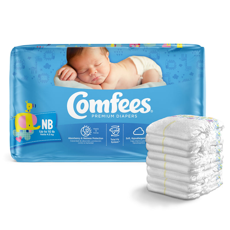 Attends Comfees Premium Baby Diapers, Unisex, Tab Closure, Newborn, Sold As 42/Bag Attends 41536
