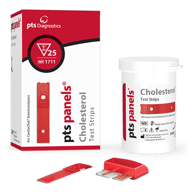 Pts Panels® Reagent Test Strip For Use With Cardiochek Pa Analyzer, Cholesterol Test, Sold As 25/Box Pts 1711