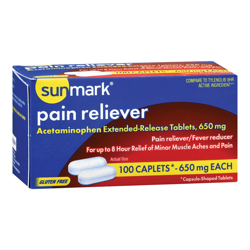 Sunmark® Pain Reliever 650 Mg Acetaminophen Caplets, Sold As 1/Bottle Mckesson 70677016801