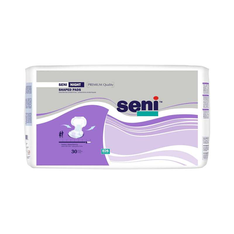 INCONTINENCE LINER SENI® SHAPED NIGHT PADS 27 INCH LENGTH HEAVY ABSORBENCY SUPERABSORBANT CORE ONE SIZE F, SOLD AS 30/PACK, TZMO S-PL30-PS1