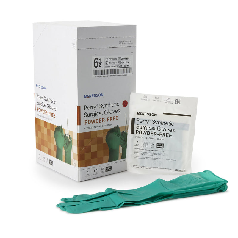 Mckesson Perry® Performance Plus Polychloroprene Surgical Glove, Size 6.5, Dark Green, Sold As 200/Case Mckesson 20-2565N