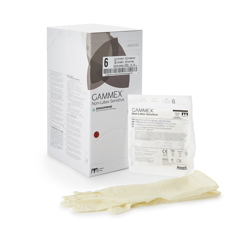Gammex® Non-Latex Sensitive Polychloroprene Surgical Glove, Size 6, Cream, Sold As 50/Box Ansell 20277260