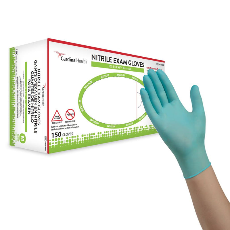Esteem™ Stretch Nitrile Exam Glove, Medium, Teal, Sold As 150/Box Cardinal 8856Nmb